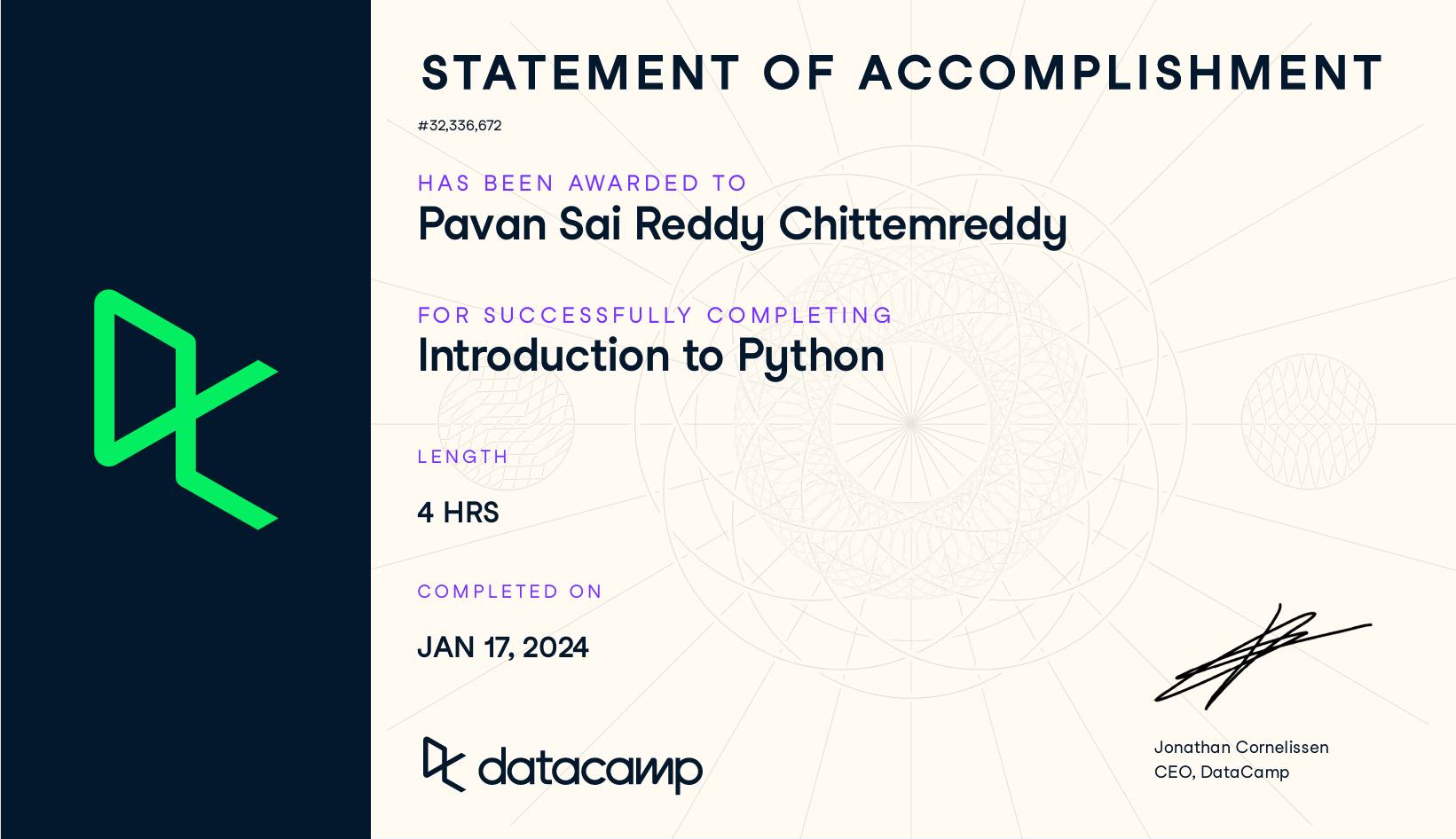 introduction to Python Certificate
